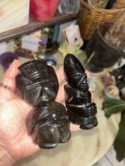 Obsidian Gold Sheen Aztec Pair Of 2 