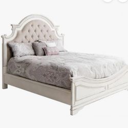 Full size girl bed rustic white distressed