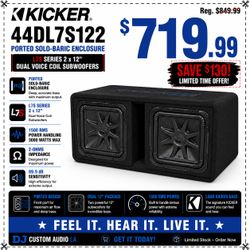 Kicker DL7S12  L7 Solo-Baric Ported Box 12" Dual Voice Coil Subwoofers L7 Series 2-Ohms 3000 Watts 44DL7S122 🚨 Payment Options Available 🚨