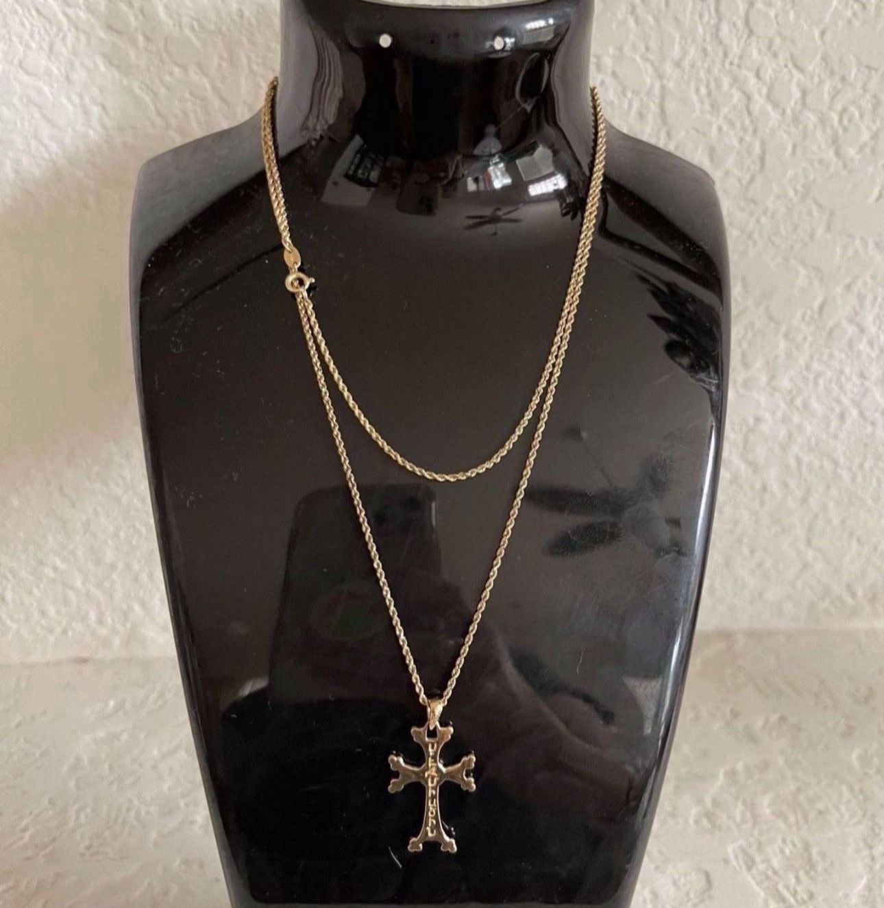 14k Gold Chain 24” And Cross (NO TRADE)