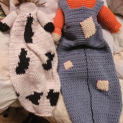 2 Crochet Vintage Grocery Bag Holders