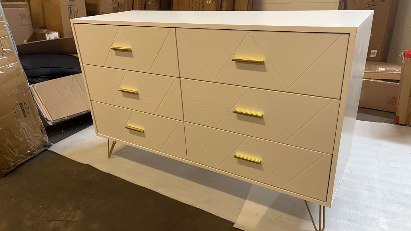 CARPETNAL White Dresser, Modern Dresser for Bedroom, 6 Drawer Double Dresser with Wide Drawers and Metal Handles, Wood Dressers & Chest of Drawers for