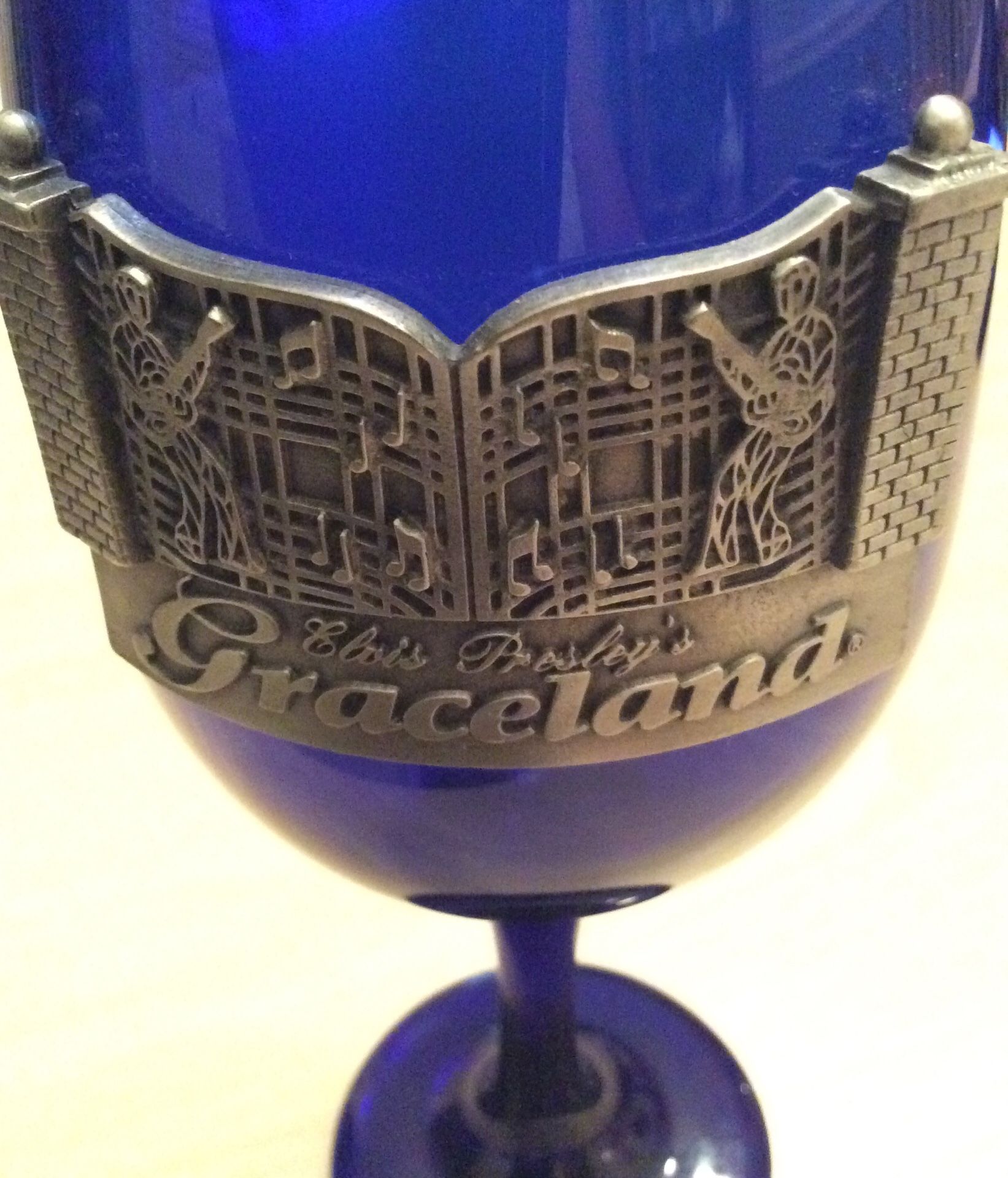 Authentic, Elvis Presley’s Graceland Cobalt, Wine Glass