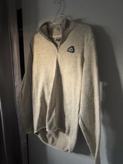 hurley men’s s tan/beige 1/4 zip fleece pullover sweatshirt mock neck logo
