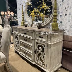 Antique White Rustic Server Brand New In Box 