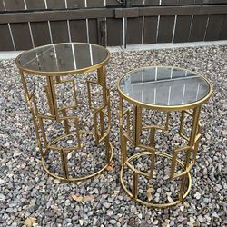 Mirrored Gold End Table Set Of 2