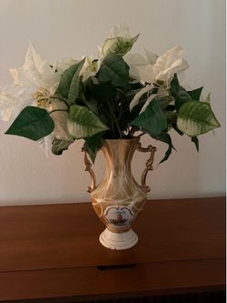 Vintage Italian Ceramic Amphora-Style Lusterware Vase Gold Trim