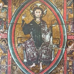 CHRIST ENTHRONED Original Vintage Poster Norway Antique Fine Art Print Stave Church Collectible 1950’s Italy Printed