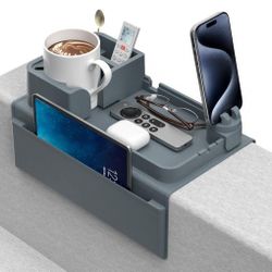Couch Arm Tray, Anti-Slip Couch Cup & Phone Holder Silicone Dual Side Pocket