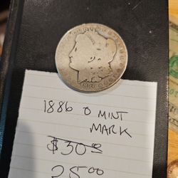 1886 O Mint Mark Morgan Silver Dollar