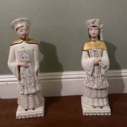 Vintage Japanese Emperor & Empress Couple Figurines
