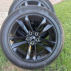 Wheels Of Mustang 5.0 Stock Gloss Black Tires Continental 