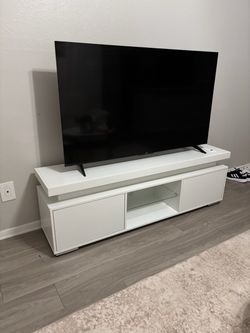White Modern TV Stand with Storage