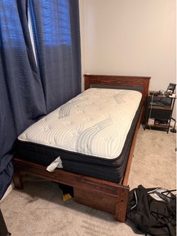 Twin bed with frame. Drawers.