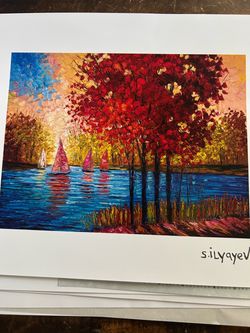 S. Ilyayev Sailboat Autumn Landscape Art Print