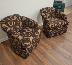 Pair of Upholstered Barrel Accent Chairs