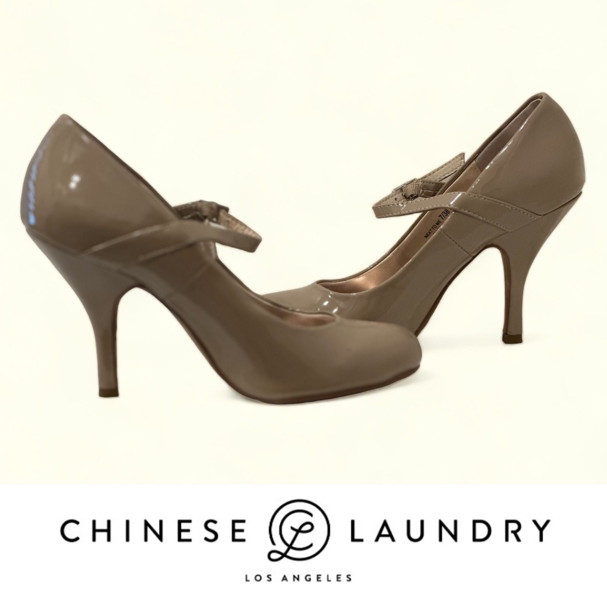Chinese Laundry "Next to Me" Natural Patent Mary Jane Pumps, Size 7, MSRP $40