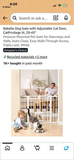 Babelio Dog Gate with Adjustable Cat Door