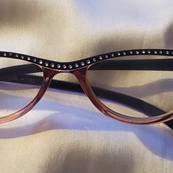 Pink Reading Glasses - Rhinestones - +2.00