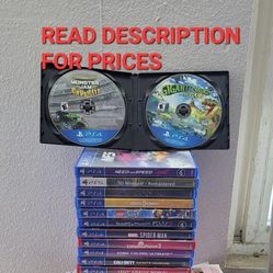 PS4 GAMES, READ DESCRIPTION FOR PRICES AND AVAILABILITY, GOOD CONDITION