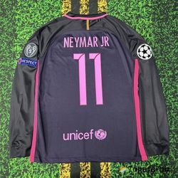 16 17 Away Fan Edition No. 11 Neymar Retro LongSleeve Football Jersey
