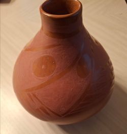 Hand Etched Pottery Vase