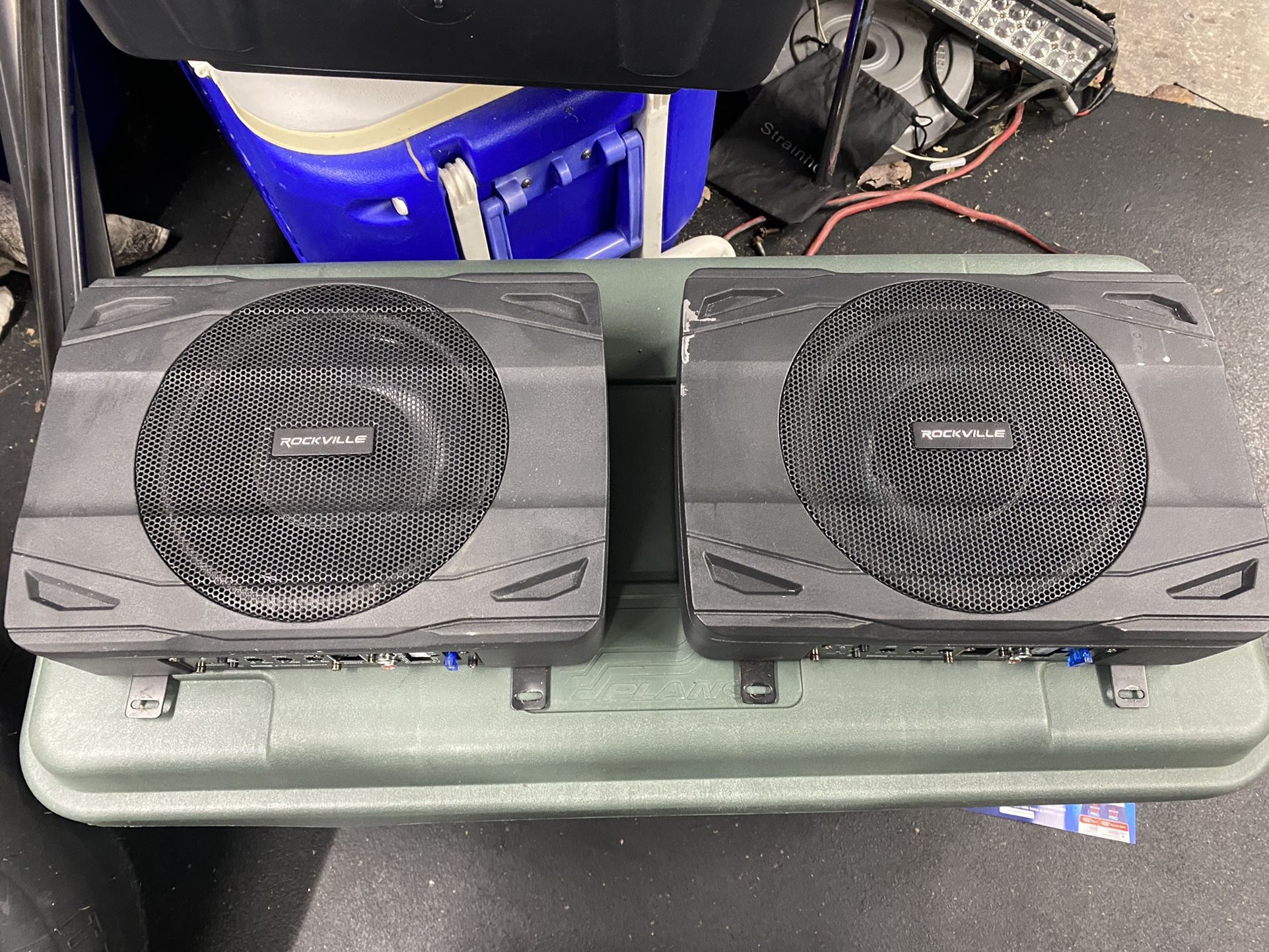 Pair of Rockville 8" 400 Watt Under-Seat Active Powered Subwoofers