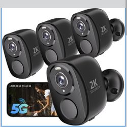 Rraycom 4Pack 5G/2.4G Security Cameras Wireless Outdoor,2K Battery Powered AI Motion Detection Siren Alarm WiFi Home Indoor Camera, Color Night Vision