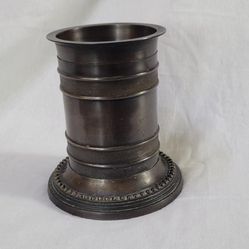 Vintage Brown Brass Pillar Candle Holder