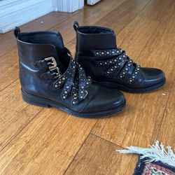 Maje Fortuna studded genuine fine leather flat boots size 37