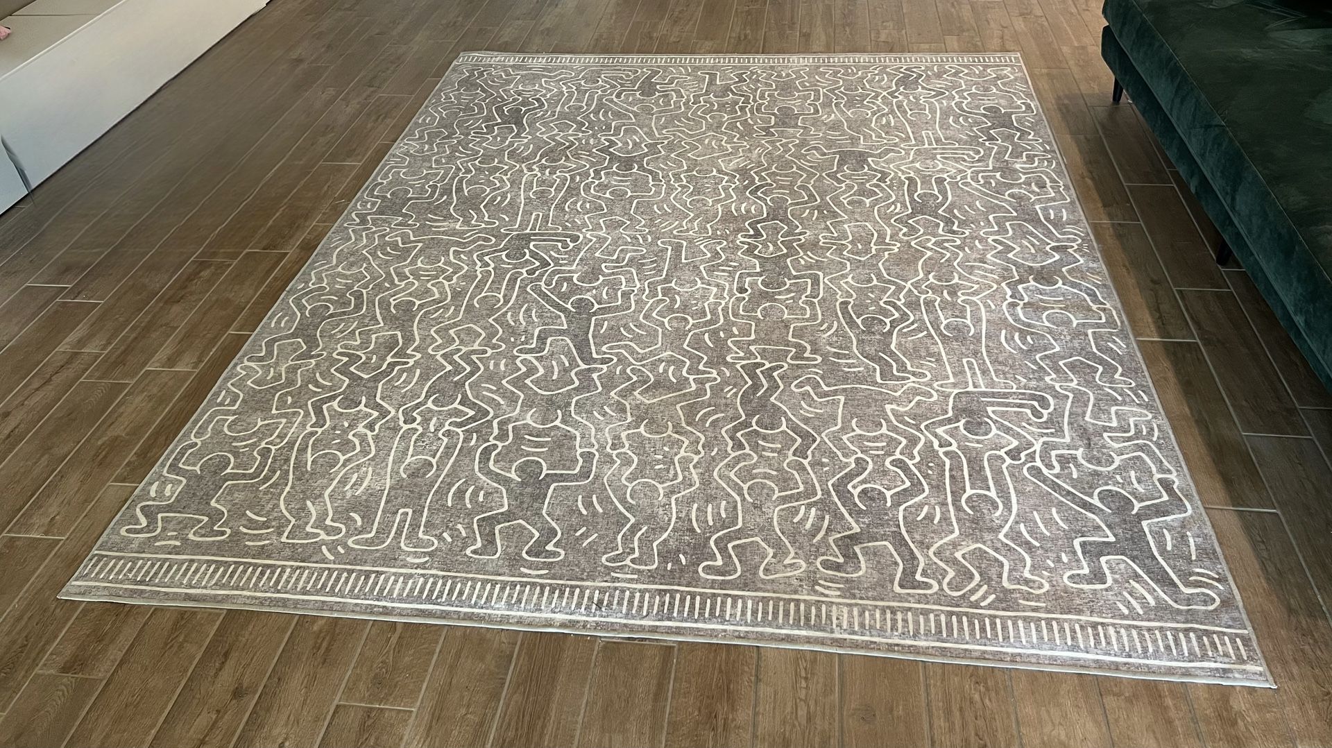 Ruggable Rug - Keith Haring Balancing Act Ash Grey Rug - With Pad