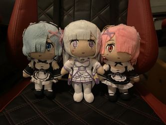 Rem, Ram, and Emilia Plushies (Can be Bought Separately)