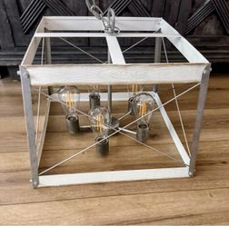 Farmhouse 5-Light Antique White Hanging Lamp. With white Galvanized Accents. Brand: Progress Lighting Bradberry.  See Below Measurements & Description