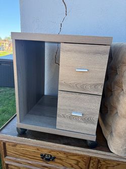 Rolling 2-Drawer Storage Cabinet with Open Shelf
