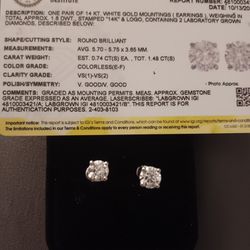 Diamond earrings with I g I certification