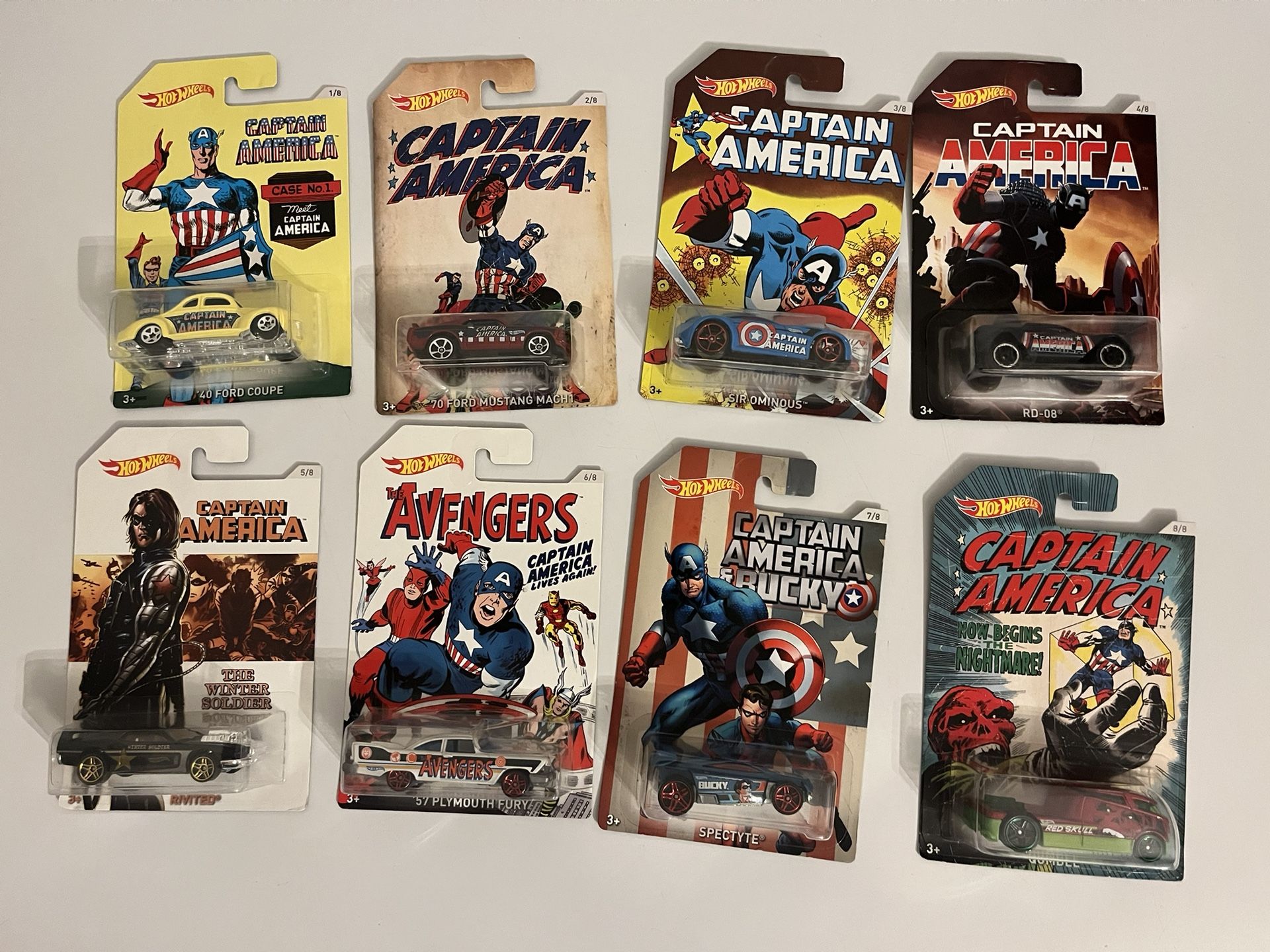 Hot Wheels Captain America 75th Anniversary complete set of 8