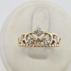 14k gold diamond tiara ring