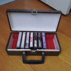 Vintage Cassette Case Holds 12 , With 7 Cassettes