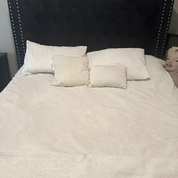 Queen Size Bed With Mattress And Nightstand