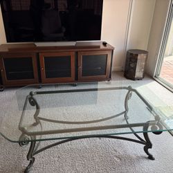 Beautiful Heavy Duty Glass and Wrought Iron Coffee Table