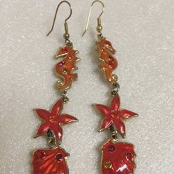 Earrings Long Approximately 3” W/rheinstones