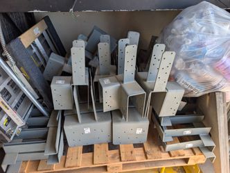 Lot of Steel Post Base Brackets, Simpson Strong Tie - Column Cap, End Cap, Purlin Hangers