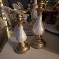 Pier One Imports French Style Pedestal Pillar Candle Holder. Set of two