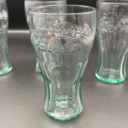 Vintage Coke Coca Cola Glasses Green Tint