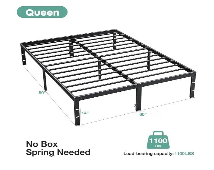 Bed Frame Queen Metal Base Mattress Foundation