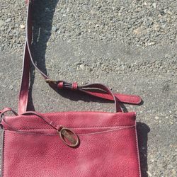 Red Leather Shoulder Purse 
