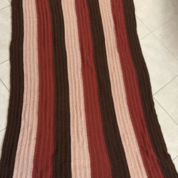 Crochet Blanket - Brown, Beige And Rust Stripes