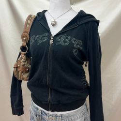 BCBGMaxazria Medium Embellished Hoodie 