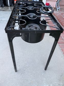 Portable 3 Burner Propane Camp Stove + 17” x 31” Steel Griddle