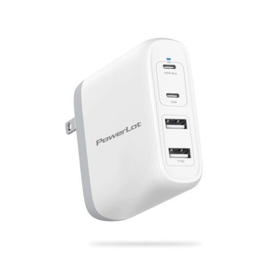 PowerLot 100W GaN USB-C Wall Charger With 2 C Ports (65W+18W) & A Port (17W), Travel Laptop Charger for MacBook Pro, iPad, iPhone 14/13/12 Pro/Max, De